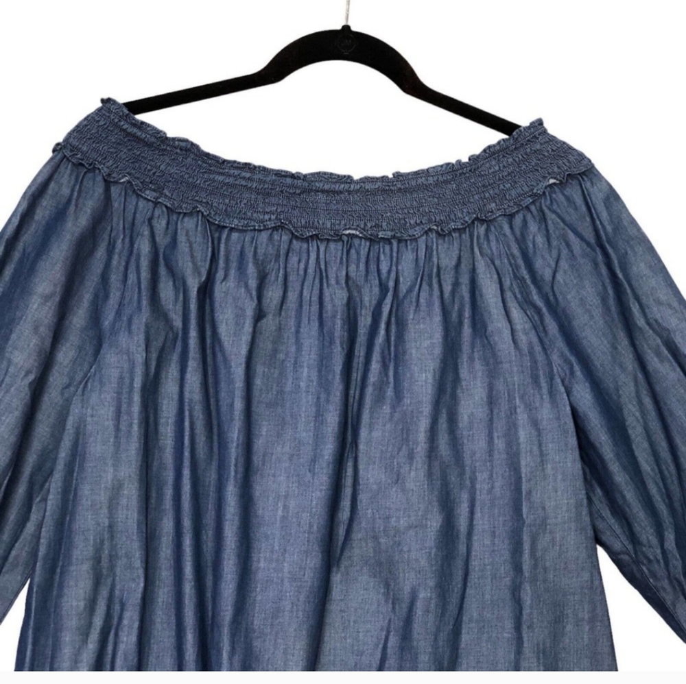 Chico's Denim Blue Smocked Top - Picture 3 of 7